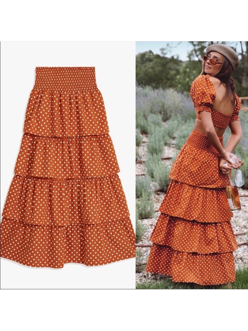 We Wore What Paloma Ruffle Tiered Polka Dot Skirt NWOT